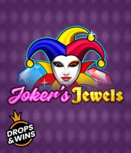 Discover the vibrant ambiance of Joker's Jewels slot by Pragmatic Play, highlighting a charming joker's mask adorned with a brightly colored jester hat. This graphic captures the joyful spirit of traditional joker games, set against a lavender background. Ideal for casino game enthusiasts, promising a thrilling adventure. 